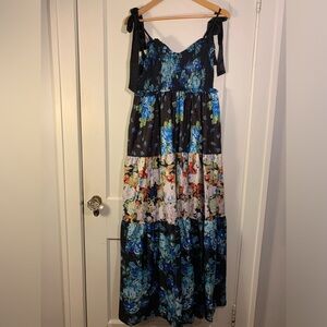 Free People Style Maxi Floral Tied Strap Dress - L
